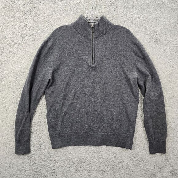 Untuckit Youth Belguardo 1/4 Zip Sweater Gray 100% Merino Wool Size L - Picture 1 of 10